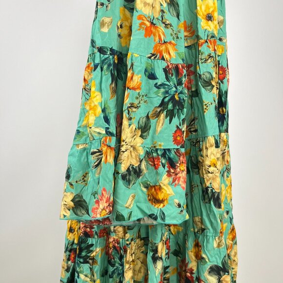 $398 NWOT Johnny Was Tulum Relaxed Tiered Floral Teal Mini Dress Multicolor Sz S - Picture 5 of 12